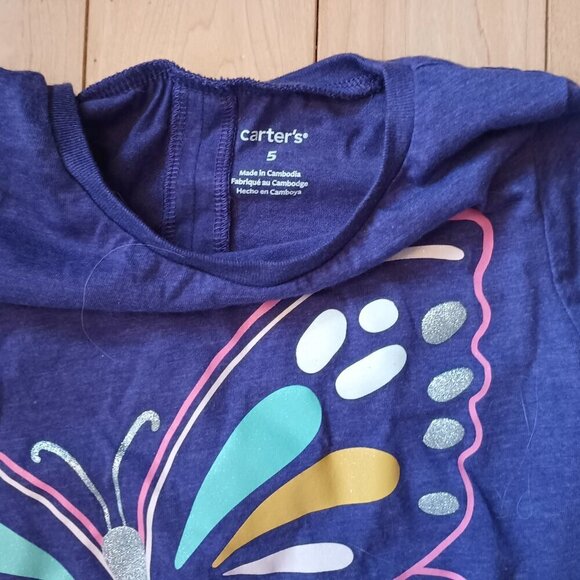 Carter"s butterfly purple tunic and leggings set size 5 - Picture 3 of 4